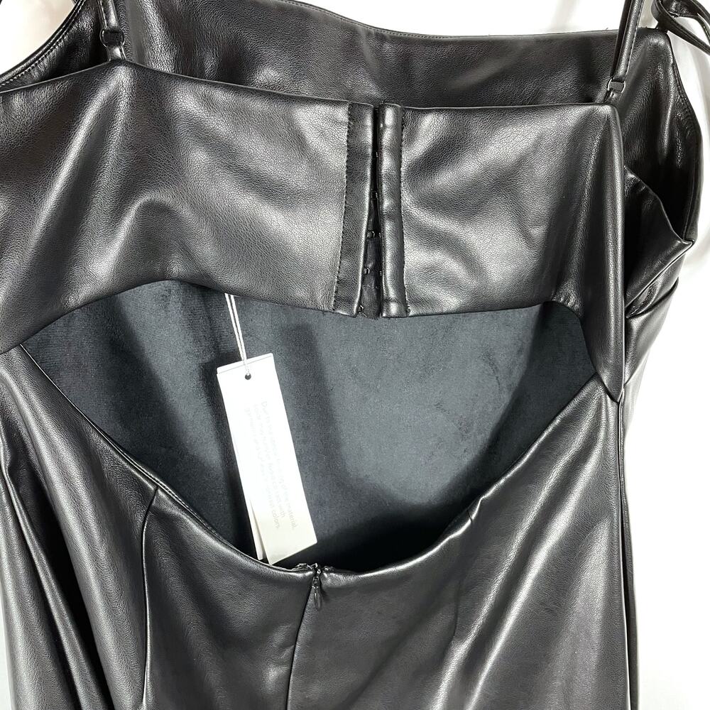 Jonathan Simkhai Jeslyn Dress Black Faux Leather Mini Sz 12 Shoulder Straps - Picture 9 of 9